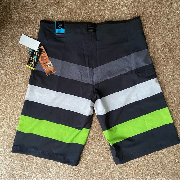 Burnside Board Shorts Striped Drawstring Swim Trunks - Picture 2 of 8